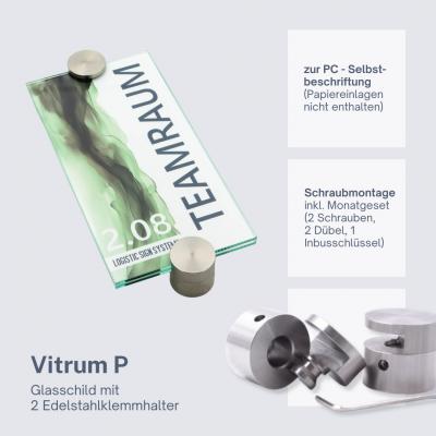Tuerschild VITRUM P Glasschild fuer Buero 200 100 mm